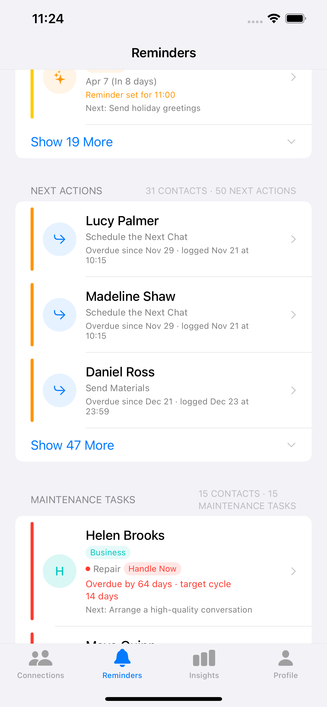 Amitia reminder lists